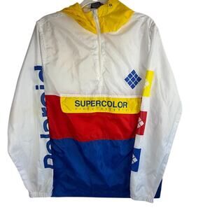 Polaroid Supercolor Colorblock Windbreaker Jacket M Retro Camera Video Cassette
